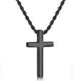 Sterling Silver Cross Pendant Necklace with Stainless Steel 2.5mm Rope Chain
