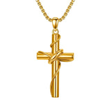 14k Gold Plated Cross Deer Antler Celtic Knot Sword Twisted Rope Cross Pendant Necklace for Men