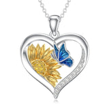 Sterling Silver Heart Bee Dragonfly Butterfly Hummingbird Sunflower Animal Pendant Necklace  Gifts for Christmas