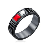 Sterling Silver Personalized Pattern Engraved Birthstone High School College Class Ring