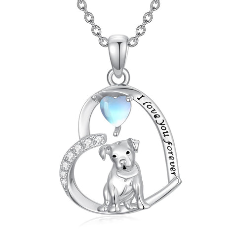 Sterling Silver Pitbull Yorkie Schnauzer Pendant Necklace Gifts for Women
