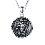 Sterling Silver Sunflower Medusa Triple Moon Goddess Amulet Pendant Necklace