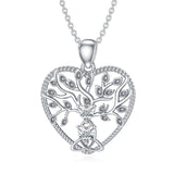 Mother's Day 0.6Ct Heart Shaped Moissanite Tree of Life Necklace 925 Sterling Silver Celtic Knot Motherhood Pendant Necklace