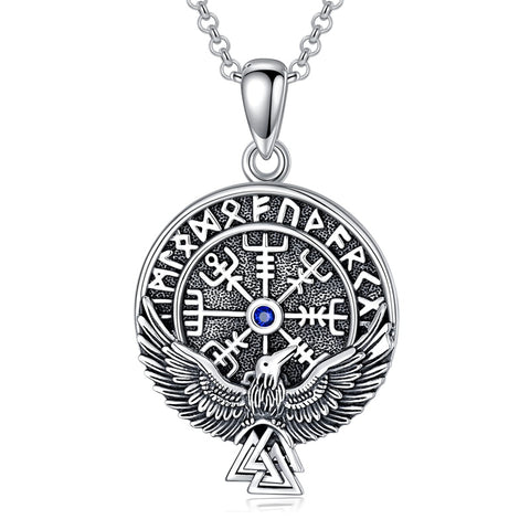 Sterling Silver Viking Dragon Eagle Wolf Animal Pendant Necklace for Men
