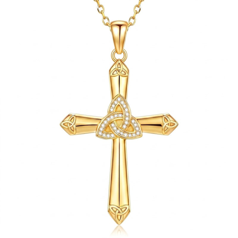 14K Gold Plated Cross Necklace for Women