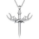 Sterling Silver Wooden Cross Pendant Necklace