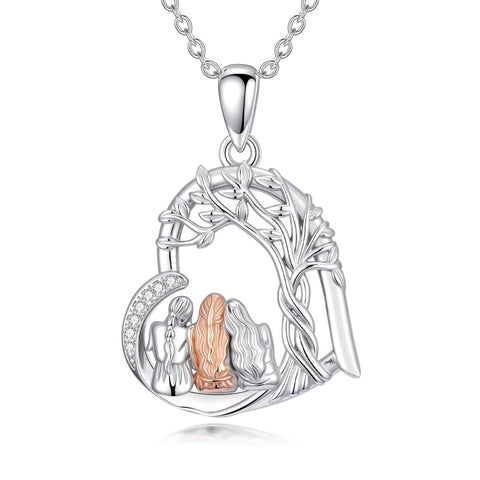 Sterling Silver Tree of Life Father Daughter Sister Pendant Necklace for Women Christmas Gift