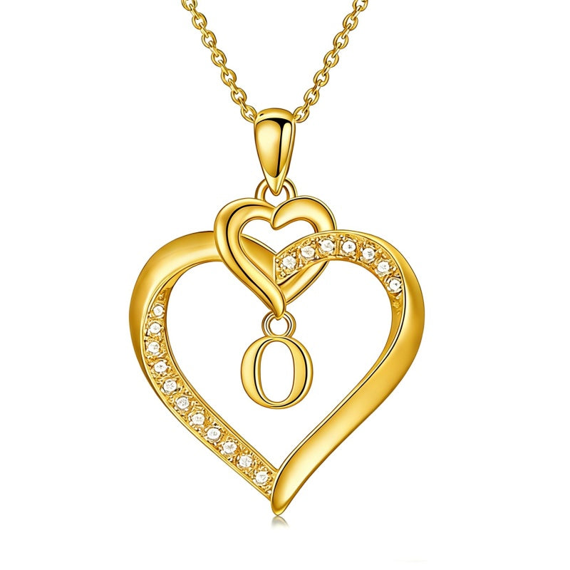 Heart Initial A-Z Pendant Necklace for 14K Gold Plated Women Initials Jewelry Gifts