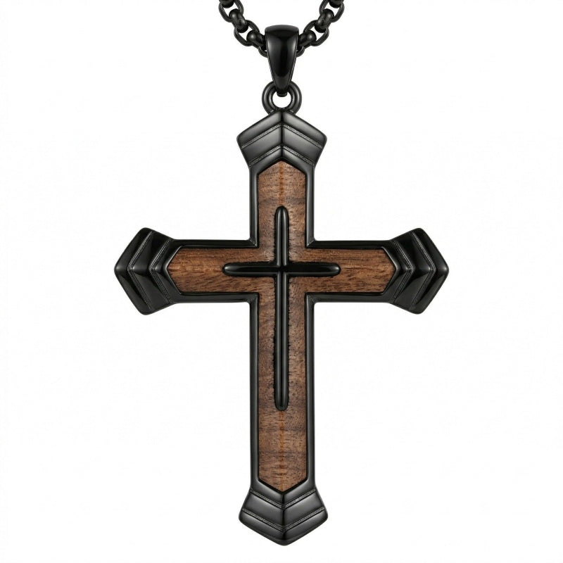 14K Gold Plated Wooden Pendant Necklace Beliefs jewelry