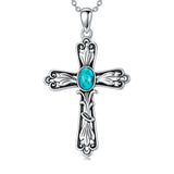14K Gold Plated Turquoise Cross Pendant Necklace