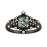 Sterling Silver 10K 14K 18K Gold 1-4CT Moss Agate Engagement Ring Promise Ring