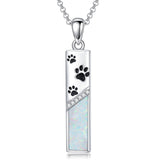 Sterling Silver White Opal Butterfly Dragonfly Tree of Life Paw Print Bar Pendant Necklace Gift for Birthday Christmas