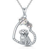 Sterling Silver Paw Print Poodle Corgi French Schnauzer Chihuahua Dachshund Golden Retriever Pug Pendant  Necklace