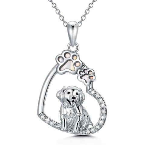 Sterling Silver Paw Print Poodle Corgi French Schnauzer Chihuahua Dachshund Golden Retriever Pug Pendant  Necklace