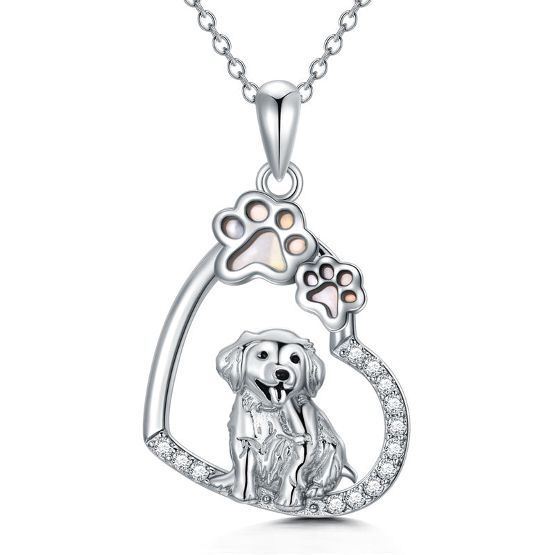 Sterling Silver Paw Print Poodle Corgi French Schnauzer Chihuahua Dachshund Golden Retriever Pug Pendant  Necklace