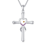 Sterling Silver Cross Necklace with Mustard Seed Faith Jewelry Cross Infinity Heart Necklace Christian Jewelry Gift for Women
