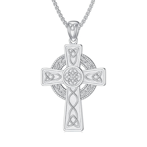 14K Gold Plated Celtic Vikin Cross Pendant Necklace Irish Jewelry Religious Protective Gift