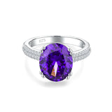 Sterling Silver Oval Ruby Sapphire Emerald Aquamarine Peridot Amethyst Engagement Rings for Women