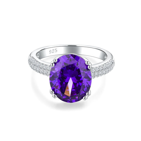 Sterling Silver Oval Ruby Sapphire Emerald Aquamarine Peridot Amethyst Engagement Rings for Women