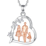 Sterling Silver Cubic Zirconia Mother Daughter Father Daughter Pendant Necklace