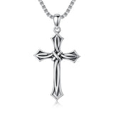 Sterling Silver Cross Religious Necklace for Men