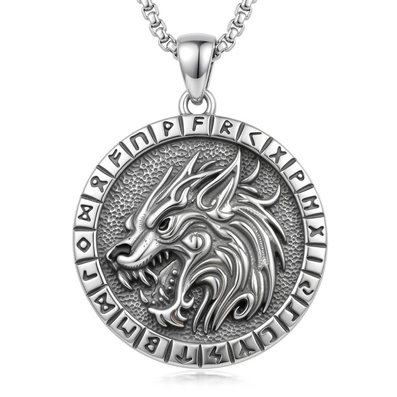 Sterling Silver Peace Sign Coexist Peace Symbol Pirate Tree of Life Thor's Hammer Wolf Raven Viking Series Necklace