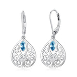 Filigree Tree of Life Earrings Sterling Silver Leverback Teardrop Dangle Drop Earrings Jewelry Gifts for Women Girls