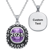 Sterling Silver Personalized Birthstone Engraved Class Graduation Pendant Necklace Graduation Gift