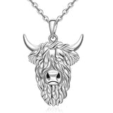Highland Cow Pendant Necklace 925 Sterling Silver Scotland Cow Jewelry Birthday Gifts for Women Her Girls Sister