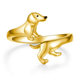 Sterling Silver  Dachshund Dog Adjustable Ring Gifts for Women Dog Lovers