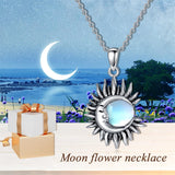 Sun and Moon Necklace for Women 925 Sterling Silver Moonstone Pendant Jewelry for Birthday Christmas