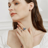 Copper Created Opal Amethyst Rainbow CZ Marquise Ring for Women