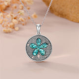 Sterling Silver Turquoise Sand Dollar Pendant Necklace