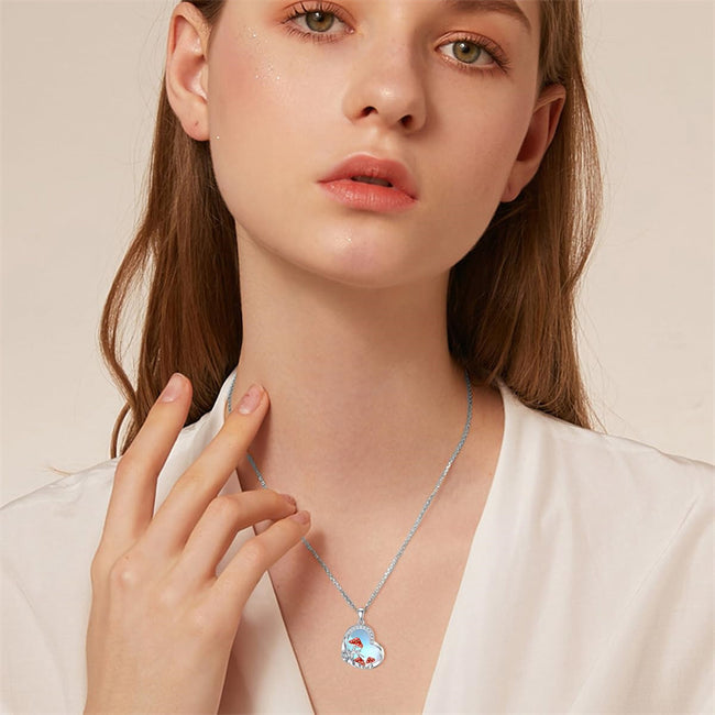 Moonstone Necklace for Women 925 Sterling Silver Heart Necklace Mushroom Pendant Necklace Cute Animal Necklace Jewelry Gifts for Women Girls