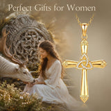 14K Gold Plated Cross Necklace for Women