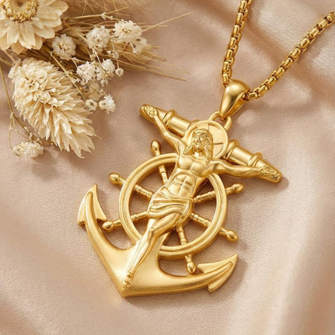 Christian Religious Medal Amulet 14K Gold Plated Pendant  Necklace