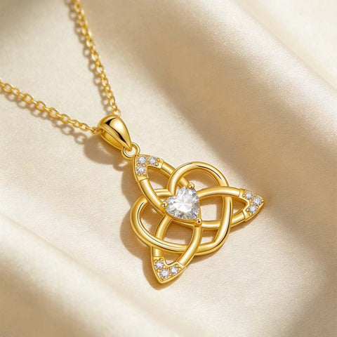 14K Gold Plated Celtic Knot Pendant Necklace Irish Jewelry Gift for Her