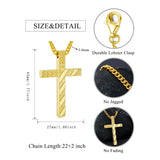 Bible Verse 14K Gold Plated American Flag Cross Necklace for Men