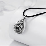 Pet Dog Celtic Urn Necklace Cremation Jewelry for Ashes Sterling Silver Paw Print Necklace Memorial Jewelry