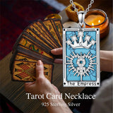 Sterling Silver Turquoise Empress The Lovers  The Moon Wheel Of Fortune The Sun Tarot Card Pendant Necklace