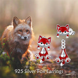Fox Stud Earrings for Women 925 Sterling Silver Fox Jewelry Hypoallergenic Gifts Birthday