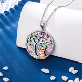 Sterling Silver Abalone Shell Tree of Life Lion Wolf Cat Dog Pendant Necklace