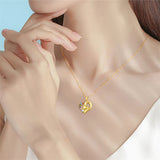 14K Gold 5A Cubic Zirconia Bear Pendant Necklace