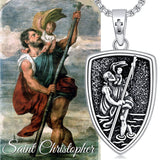 St Christopher Necklace 925 Sterling Silver Saint Medal Protection Necklace Christian Amulet Jewelry Gifts for Men Women