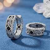 14K Gold Plated  Cubic Zircon Norse Viking Runes Hoop Earrings Viking Jewelry Gift for Men