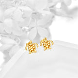 14k Gold Dainty Stud Earrings Turtle Earring for Girl