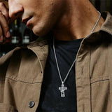 Sterling Silver Marines Cross Pendant Necklace for Men
