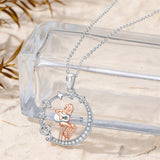 Sterling Silver Cubic Zircon Music Note Guitar Pendant Necklace  for Women Music Lovers