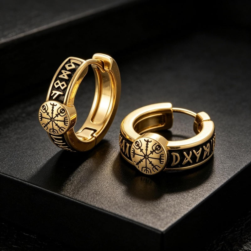 14K Gold Plated Vikings  Celtic Knot Hoop Earrings