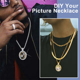 Copper Cubic Zirconia Oval Personalized Photo Engraved Pendant Necklace